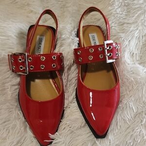 Steve Madden Red Patent Leather Slingback Flats